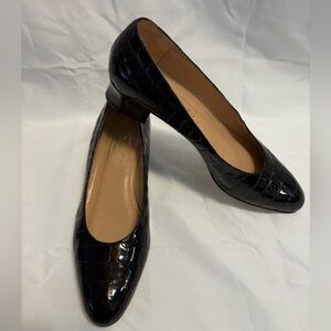 Joel Parker Brown Block Heel Alligator Embossed Pumps Shoes Women’s Size 8.5AAA